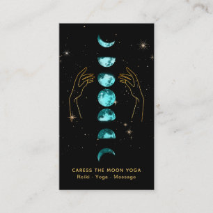 *~* Caress Moon Turquoise Blue Phases + Hands Star Business Card