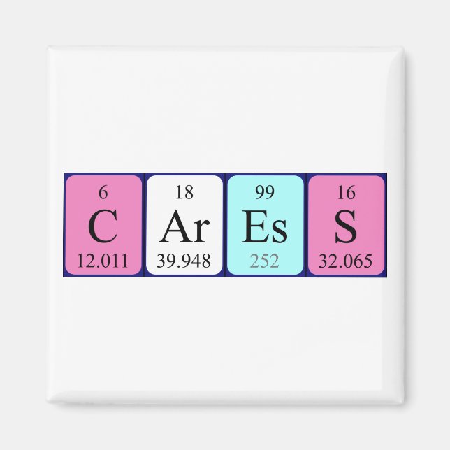 Caress periodic table name magnet (Front)