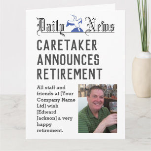 Caretaker Retirement Card to Personalise