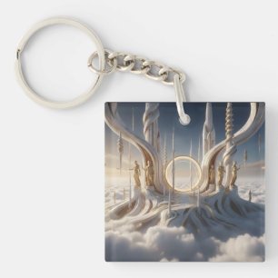 Caretakers Guard Sky Portal In The Clouds Keychain