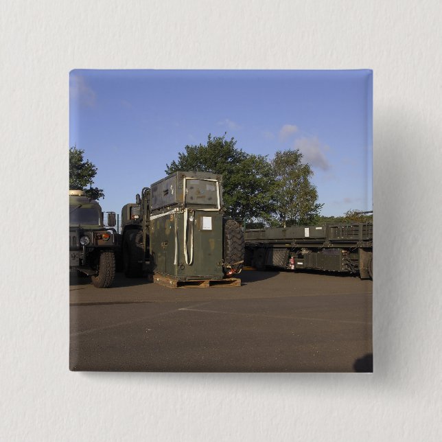 Cargo being prepared 2 inch square button (Front)