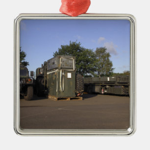 Cargo being prepared metal ornament