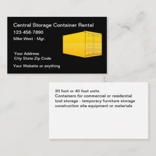 Cargo Container Storage Services Business Card