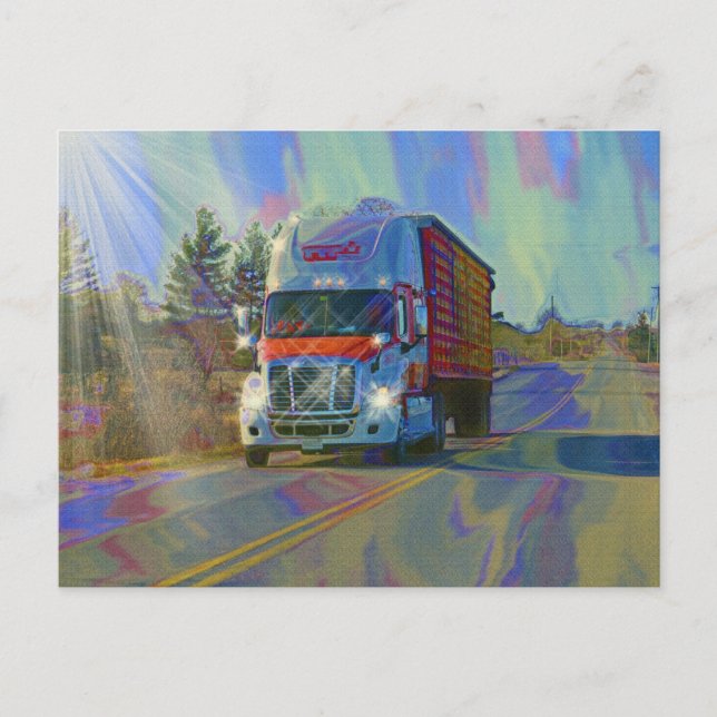 Cargo Lorry Big Rig Truckers Gifts Postcard (Front)