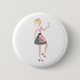 Carhop Girl 2 Inch Round Button