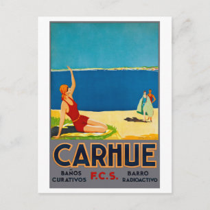 Carhue Argentina Vintage Travel Poster Restored Postcard