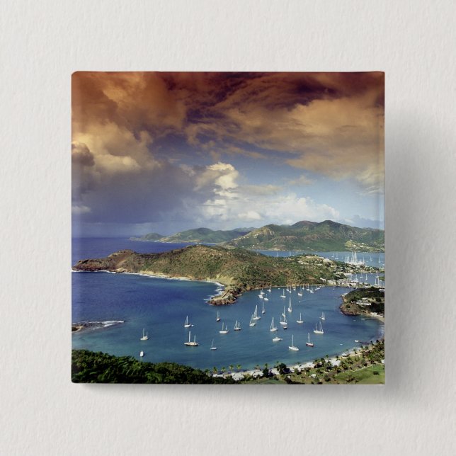 Caribbean, Antigua. 2 Inch Square Button (Front)