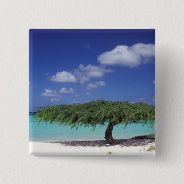 Caribbean, Aruba. Eagle Beach 2 Inch Square Button (Front)