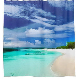 Caribbean Beach with Deep Blue Summer Sky