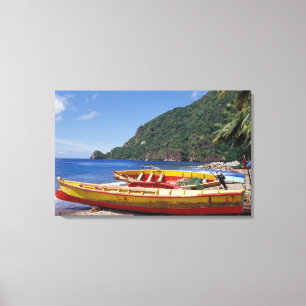 Caribbean, BWI, St. Lucia, Sailboats, Soufriere. Canvas Print