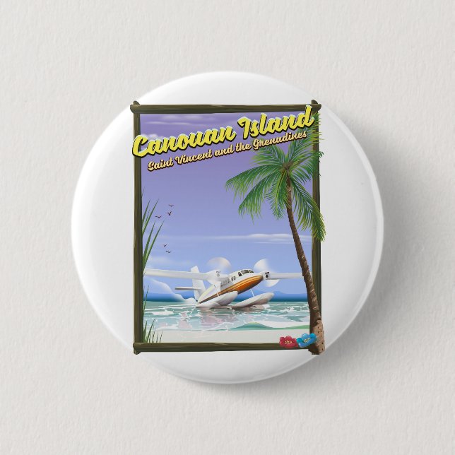 Caribbean, Canouan islands paradise poster. 2 Inch Round Button (Front)