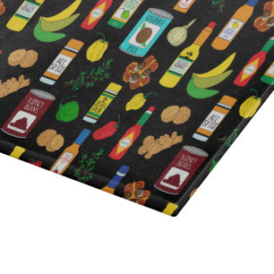 Caribbean Chef Jamaican Food Patterned Cutting Board