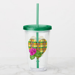 Caribbean Colorful Fabric Madras Tartan Acrylic Tumbler