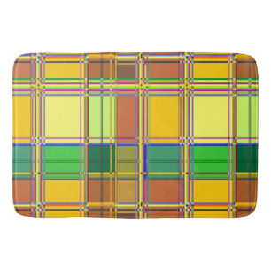 Caribbean Colorful Fabric Madras Tartan Bath Mat