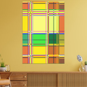 Caribbean Colorful Fabric Madras Tartan Canvas Print