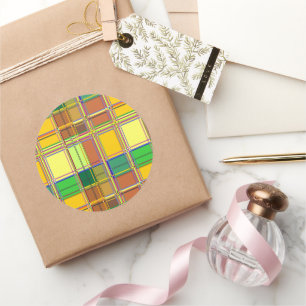 Caribbean Colorful Fabric Madras Tartan Classic Round Sticker