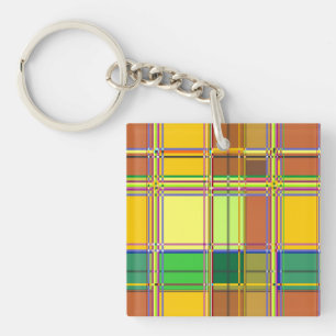 Caribbean Colorful Fabric Madras Tartan Keychain