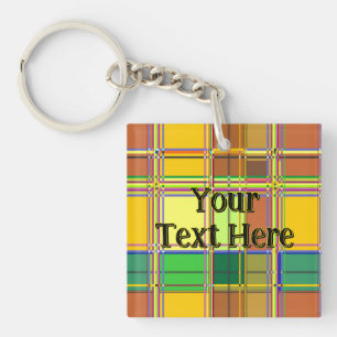 Caribbean Colorful Fabric Madras Tartan Keychain