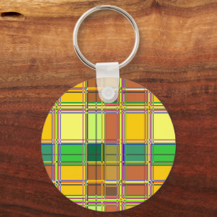 Caribbean Colorful Fabric Madras Tartan Keychain