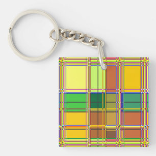 Caribbean Colorful Fabric Madras Tartan Keychain
