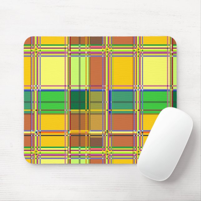 Caribbean Colorful Fabric Madras Tartan Mouse Pad (With Mouse)