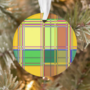 Caribbean Colorful Fabric Madras Tartan Ornament
