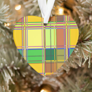 Caribbean Colorful Fabric Madras Tartan Ornament