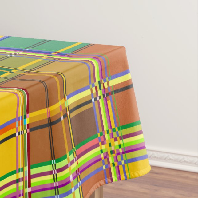 Caribbean Colorful Fabric Madras Tartan Tablecloth (In Situ)