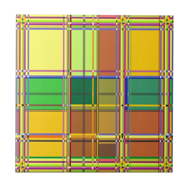 Caribbean Colorful Fabric Madras Tartan Tile (Front)