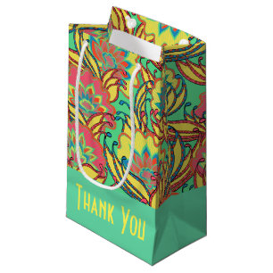 Caribbean Colours Boho Floral Pattern Small Gift Bag