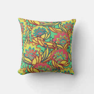 Caribbean Colours Boho Floral Throw Pillow