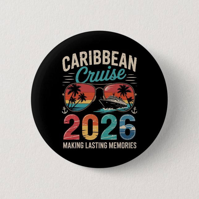 Caribbean Cruise 2026 Vacation Trip Matching Famil 2 Inch Round Button (Front)