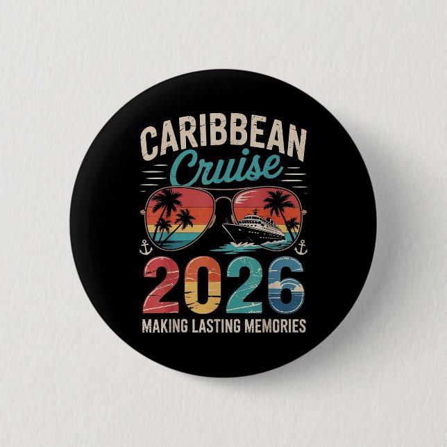 Caribbean Cruise 2026 Vacation Trip Matching Famil 2 Inch Round Button (Front)