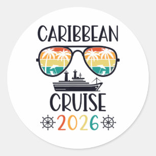 Caribbean Cruise 2026 Vacation Trip Matching Famil Classic Round Sticker