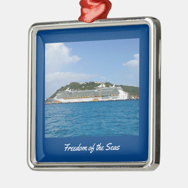 Caribbean Cruise Ship Photo Upload Metal Ornament (Left)
