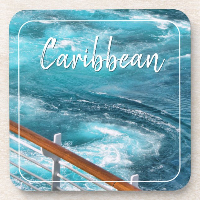 Caribbean Cruise - Turquoise Wake Photography Coaster (Front)