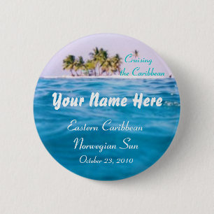 Caribbean Cruising Personalized 2 Inch Round Button