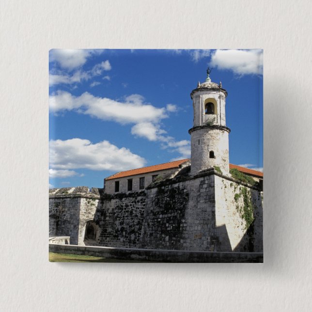 Caribbean, Cuba, Havana. Old Havana, Castillo 2 Inch Square Button (Front)