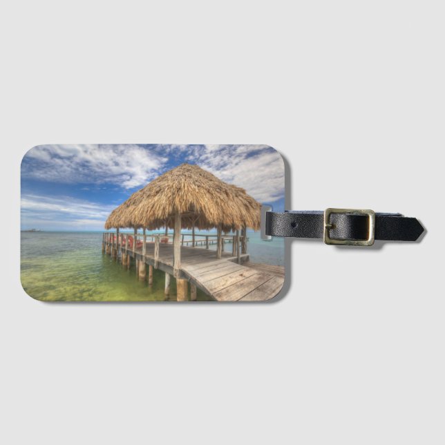 Caribbean Dock Luggage Tag (Front Horizontal)