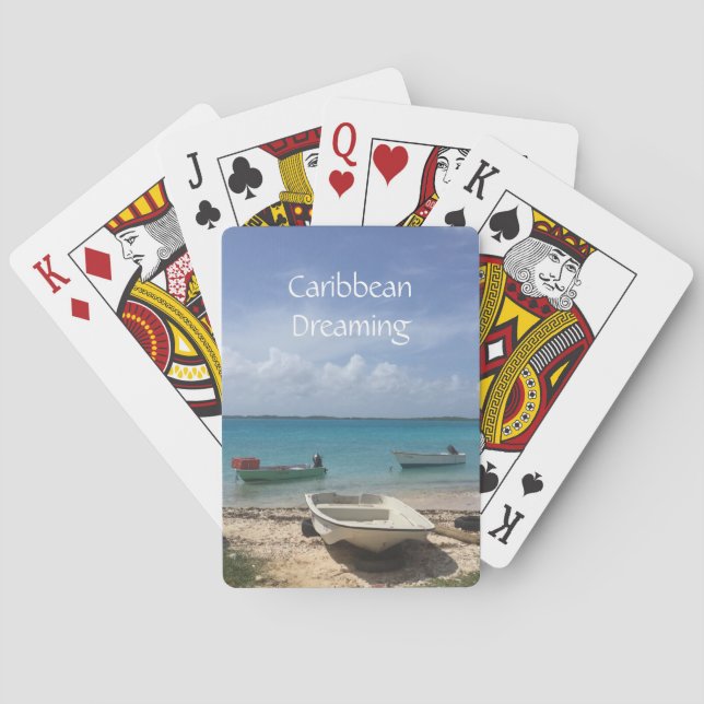 Caribbean Dreaming Bonaire Fishing Boats Ocean  Playing Cards (Back)