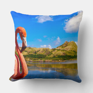 Caribbean flamingo in St kitts cushion