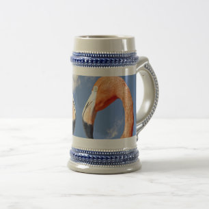 Caribbean flamingo love heart beer stein
