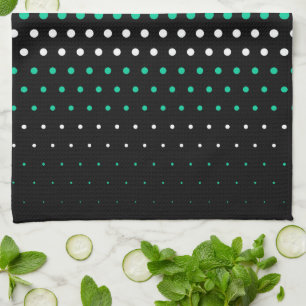 Caribbean Green and White Polka Dot Kitchen Towel