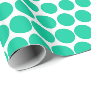 Caribbean Green Polka Dot Modern White Wrapping Paper