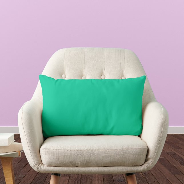 Caribbean Green Solid Colour Lumbar Pillow (Creator Uploaded)