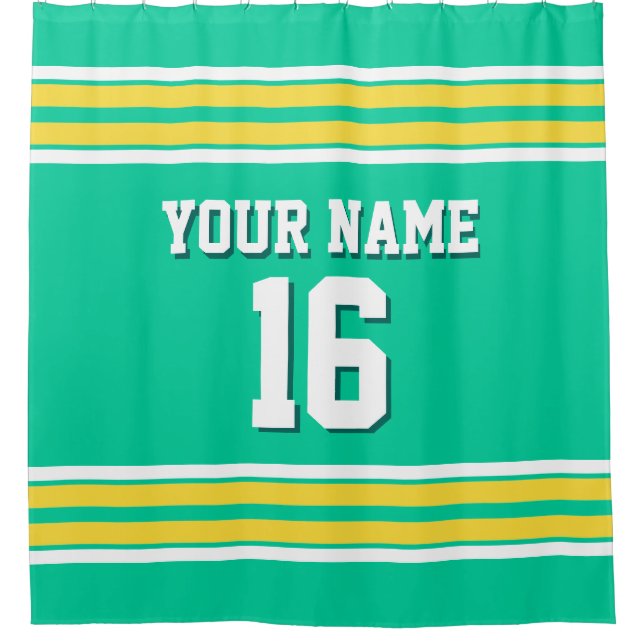 Caribbean Green Yellow White Stripes Sports Jersey (Front)