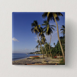CARIBBEAN, Grenada, St. George, Boats on palm 2 Inch Square Button