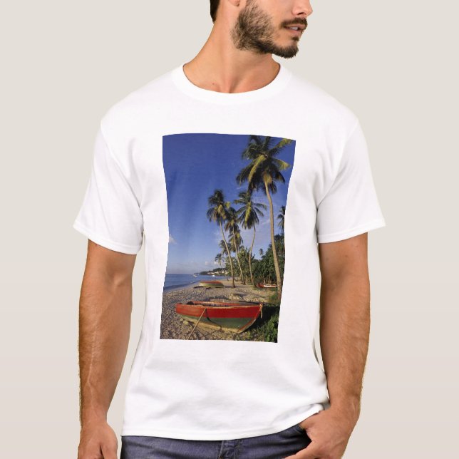 CARIBBEAN, Grenada, St. George, Boats on palm T-Shirt (Front)