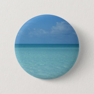 Caribbean Horizon Tropical Turquoise Blue 2 Inch Round Button