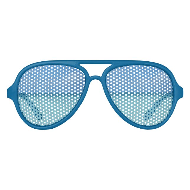 Caribbean Horizon Tropical Turquoise Blue Aviator Sunglasses (Front)